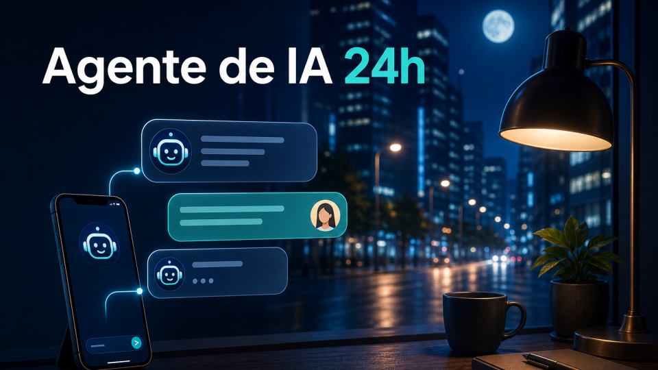 Agente de IA 24h com mensagens ampliadas para atendimento noturno no WhatsApp e continuidade humana