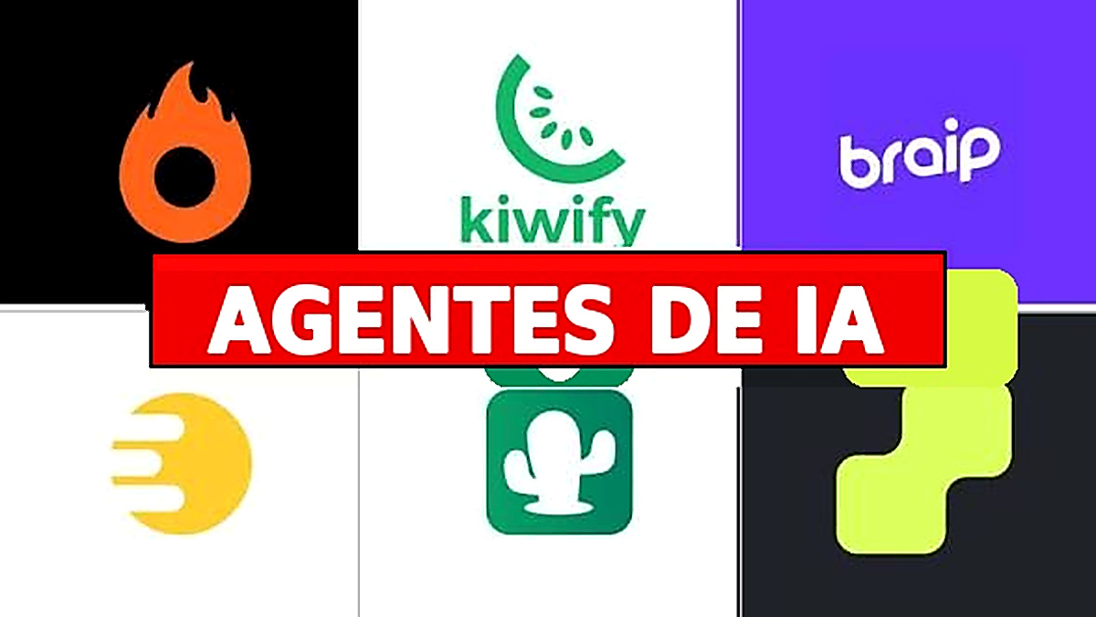 Capa com plataformas de cursos online e faixa central escrita Agentes de IA.