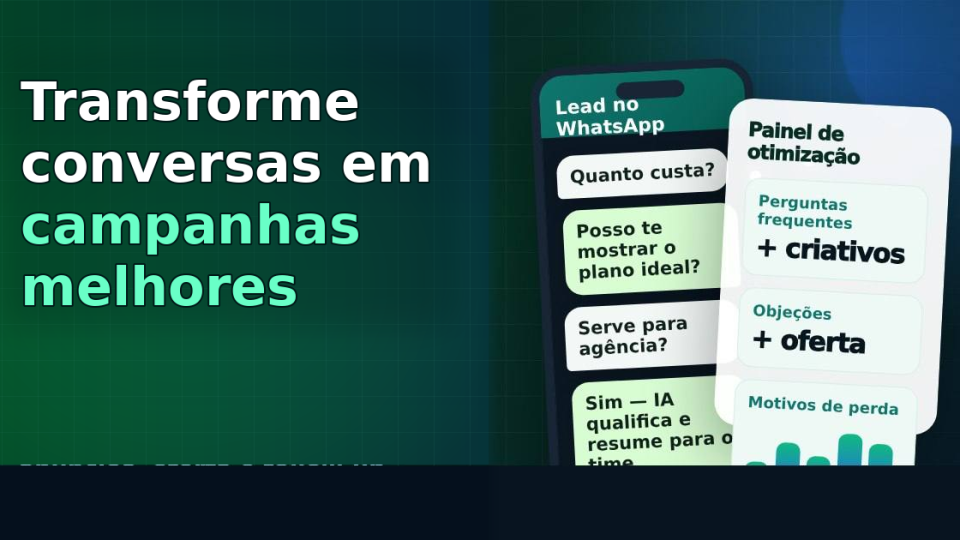 Capa do artigo com título no topo esquerdo e visual de WhatsApp e painel de otimização à direita.