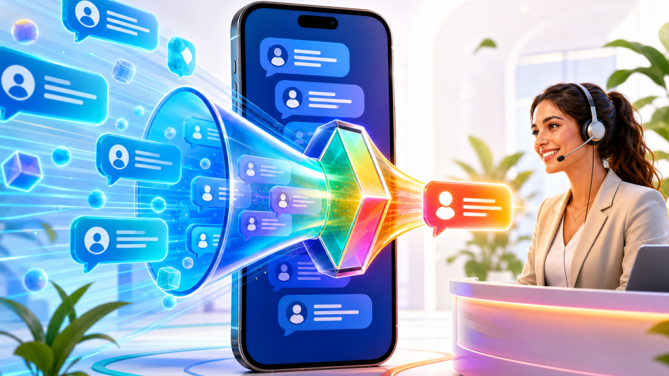 Imagem colorida de IA qualificando leads no WhatsApp e acionando atendimento humano