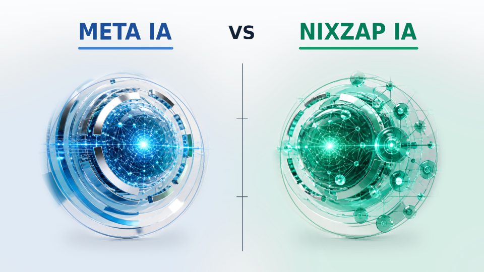 Comparação visual entre a IA da Meta e a IA da NixZap para operações no WhatsApp