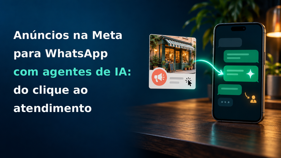 Anúncio na Meta com clique para conversa no WhatsApp atendida por agente de IA